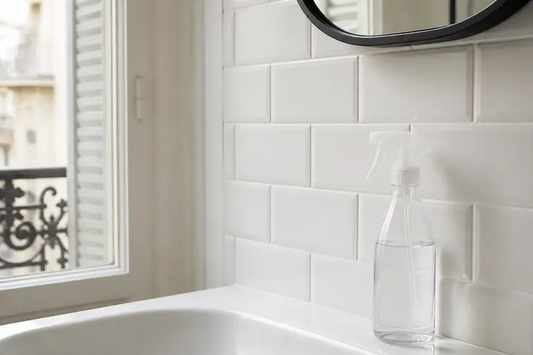 Joints de carrelage blancs et propres, exemple de comment éviter de blanchir joint salle bain.