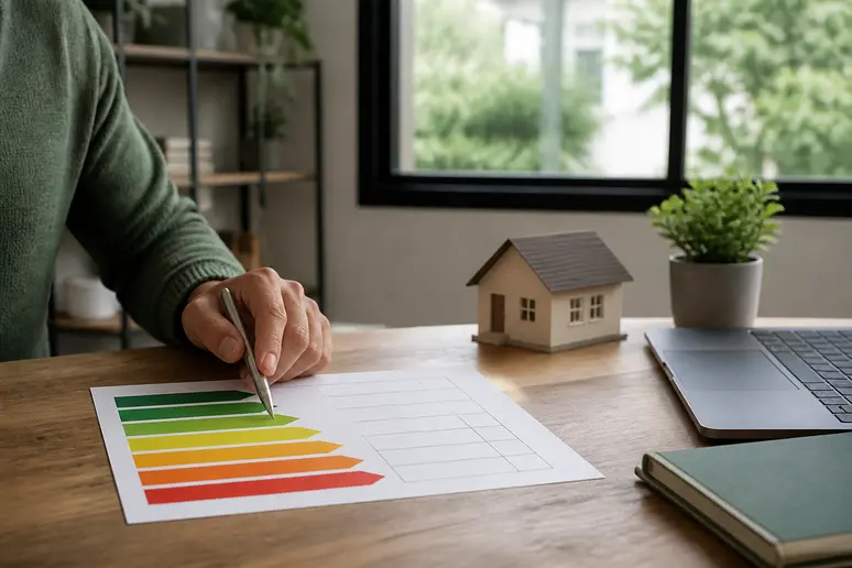 Tableau DPE : classes A à G, consommation énergie primaire et émissions CO2 pour chaque lettre.