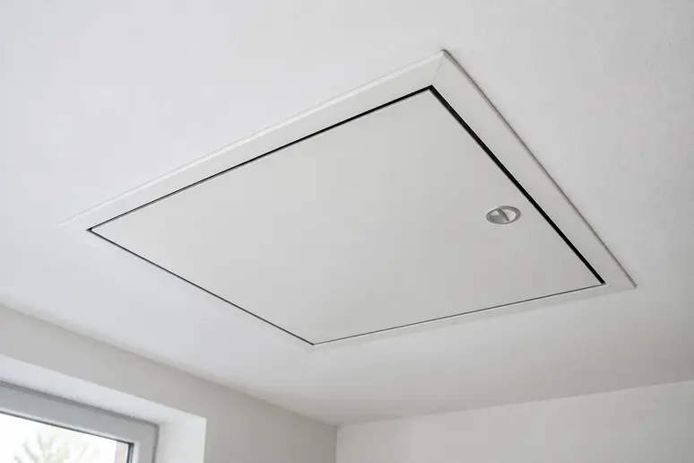 Trappe isolante comble étanche installée dans un plafond de combles perdus
